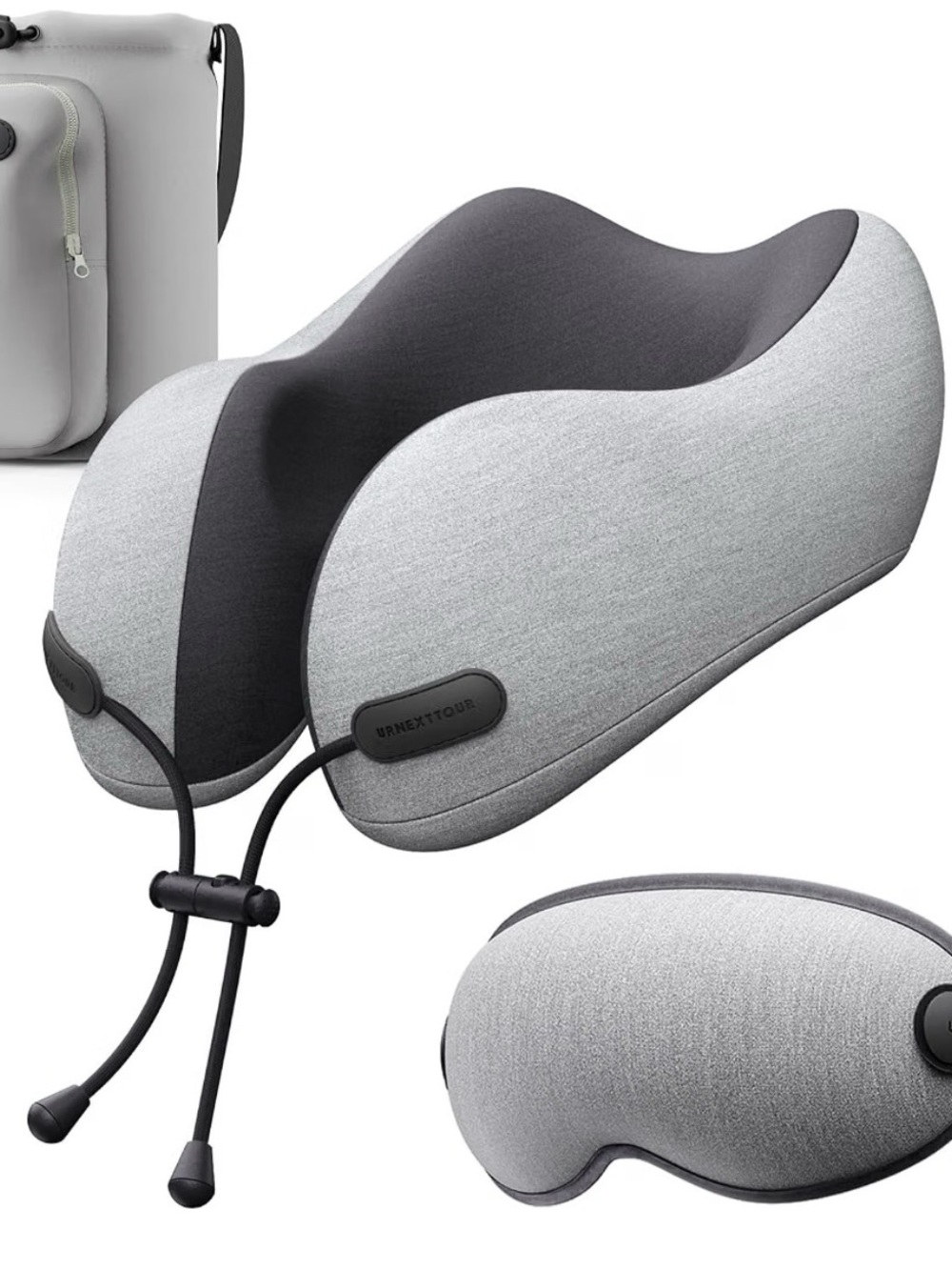 URNEXTTOUR Travel Neck Pillow with Eye Mask - Black